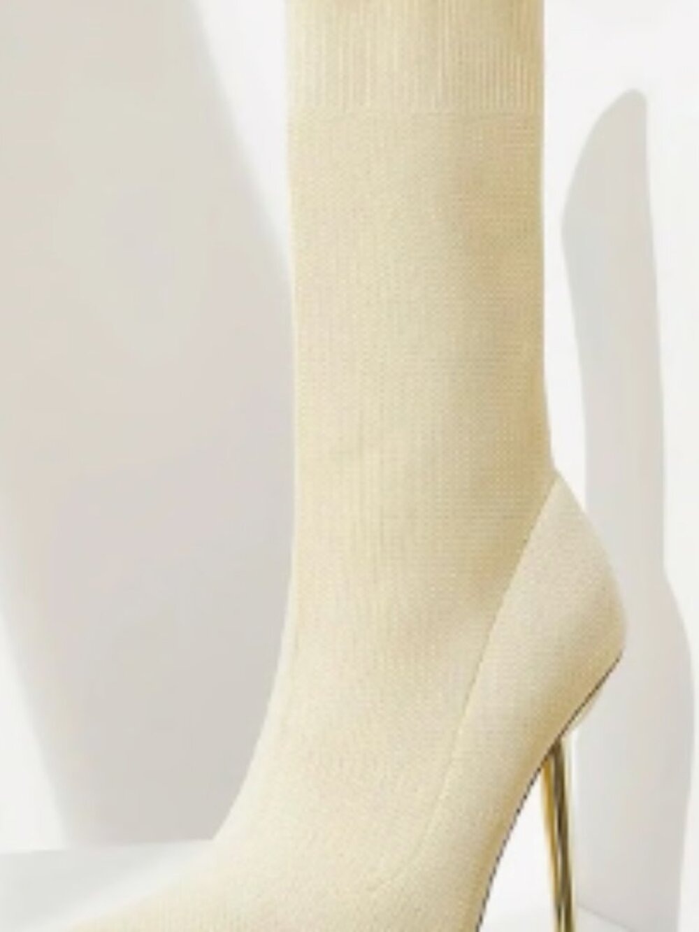 Cuccoo Cream Stiletto Sock Boots - Picture 2 of 4